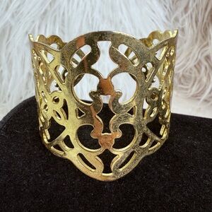 Vintage Goldtone Filigree Wide Band Cuff Bracelet